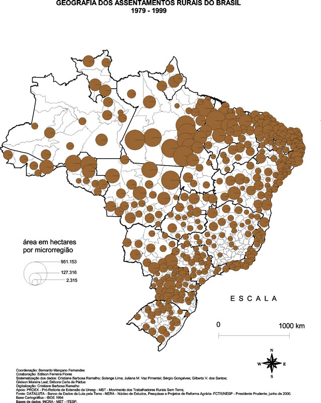 Assentamentos Rurais: &Aacute;rea por Microrregi&atilde;o