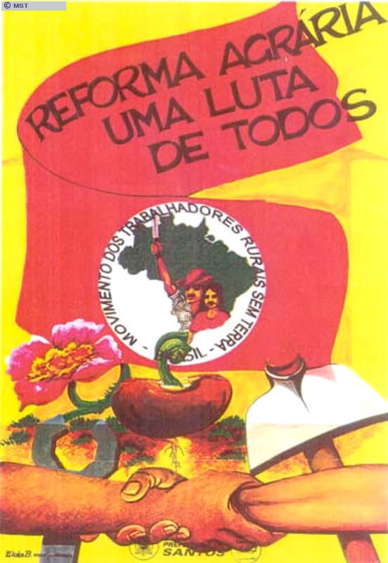 Mural of a landless rural worker painted by Brother (Frei) Daniel,  ...