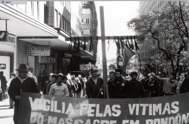 Vigil for the victims of the massacre of Corumbiara, state of  ...