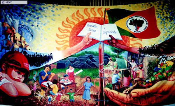 Painel comemorando a educação no MST, autoria de ir. Elda. No livro  ...