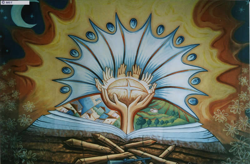 Murais comemorando a <em>Marcha Nacional pela Reforma Agrária<em>,  ...