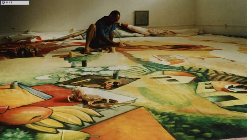 Augusto Anderson, do Movimento dos Artistas da Marcha, trabalhando no  ...