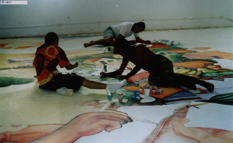 MST artists painting mural for National Congress