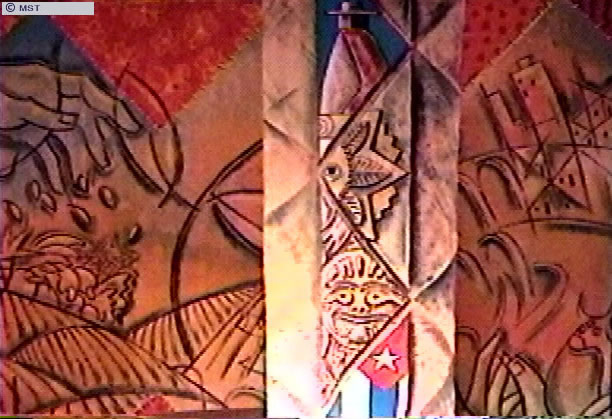 Detail of a mural celebrating pan-Latin American identity, National  ...