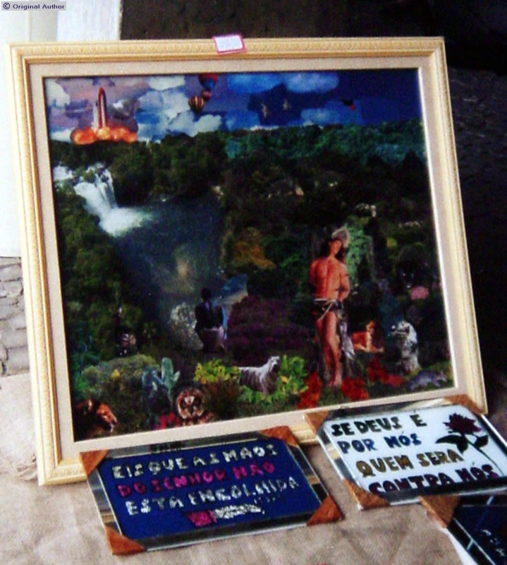 Quadro/colagem, sem assinatura, do Espírito Santo, mostrado durante  ...